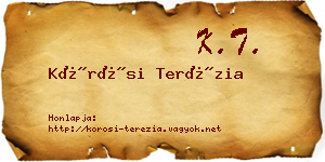 Kőrösi Terézia névjegykártya